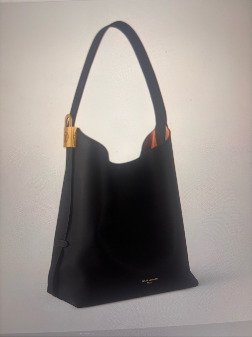 Louis Vuitton Black Low Key Hobo MM Leather Shoulder Bag with Gold Hardware